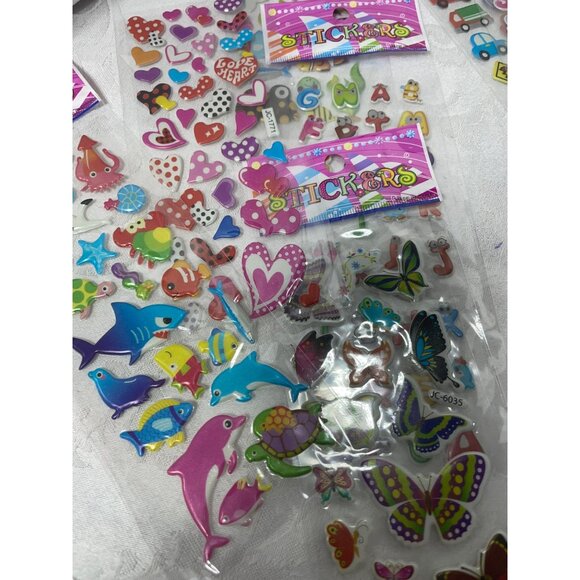 10 Packs of New in Packages Stickers Kids Animals Veggies Autos - Picture 2 of 4